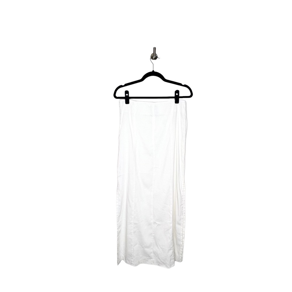 Theory Double-Face Linen Blend Slit Skirt Ivory Size 4 - Picture 3 of 8